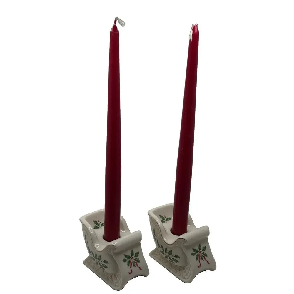 Lenox Holiday Sleigh Porcelain taper candle holder